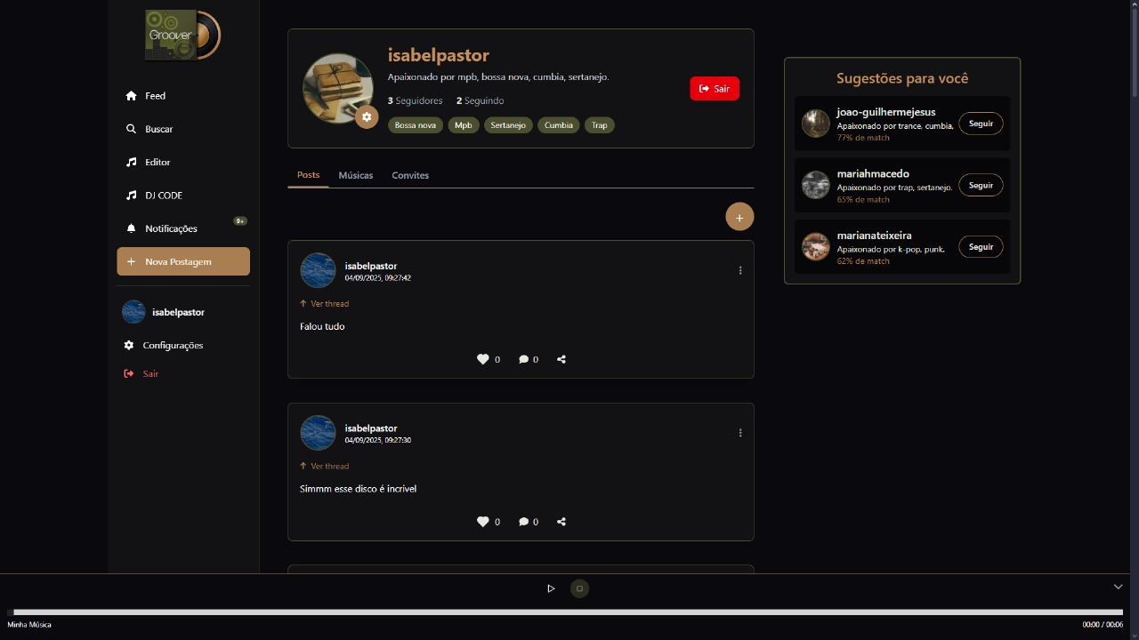 Página de Perfil do Groover